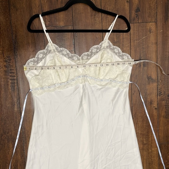 Flora Satin Nightgown Slip Dress Lace Mesh Bridal Feminine Casual Midi Romantic - Picture 13 of 15